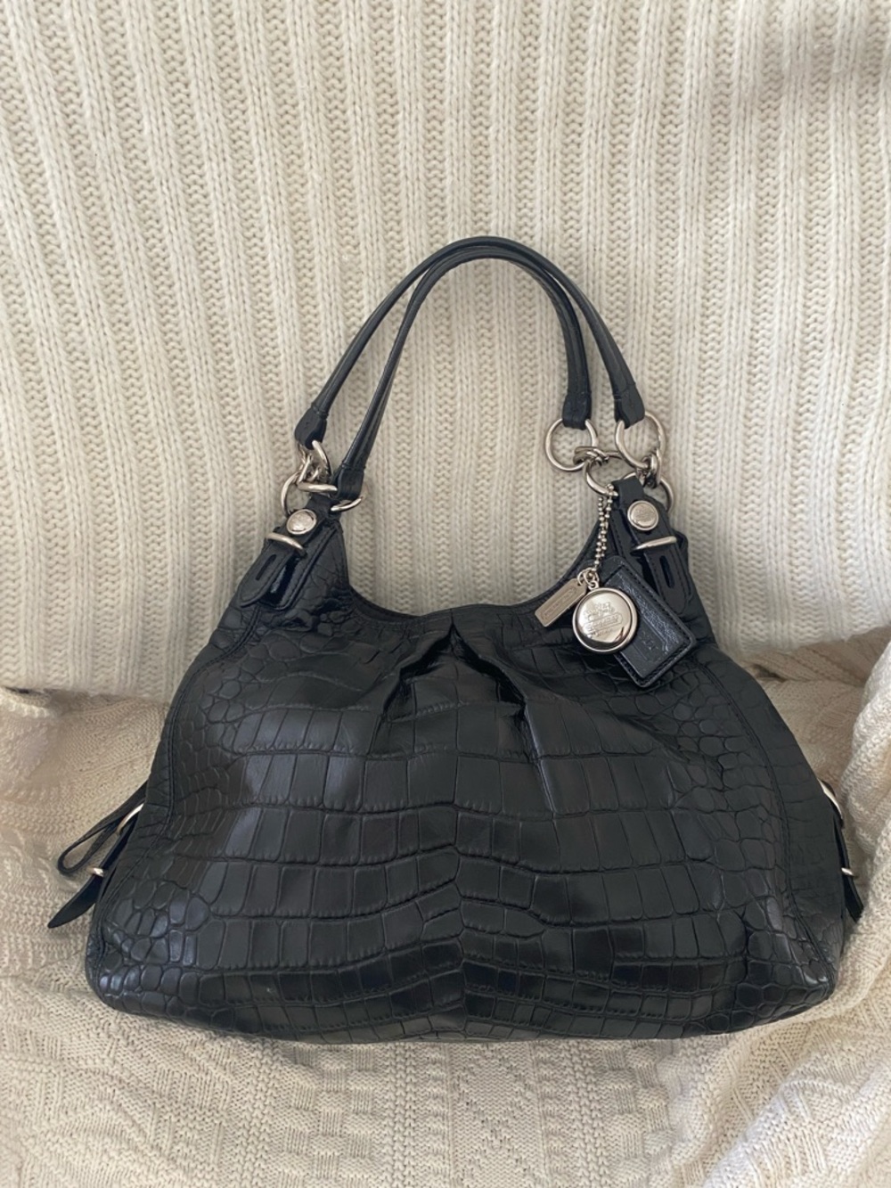 COACH Madison Maggie Croc Embossed Leather Hobo (Style 16159, Year 2010)